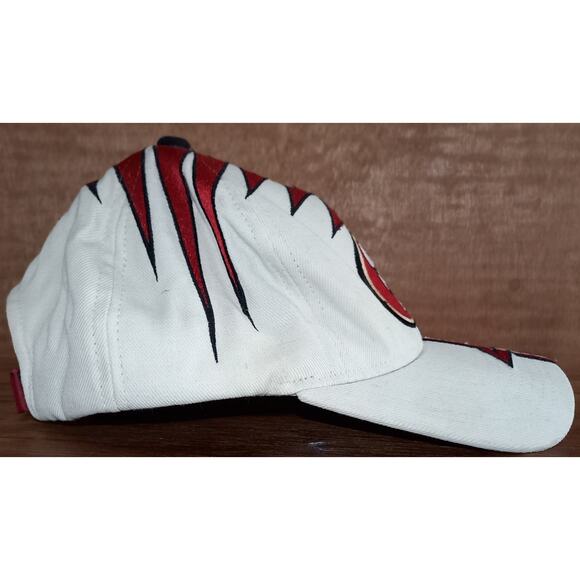 San Francisco 49ers 90s STARTER strapback SHOCKWAVE white red cap NFL Pro vtg - Picture 7 of 8